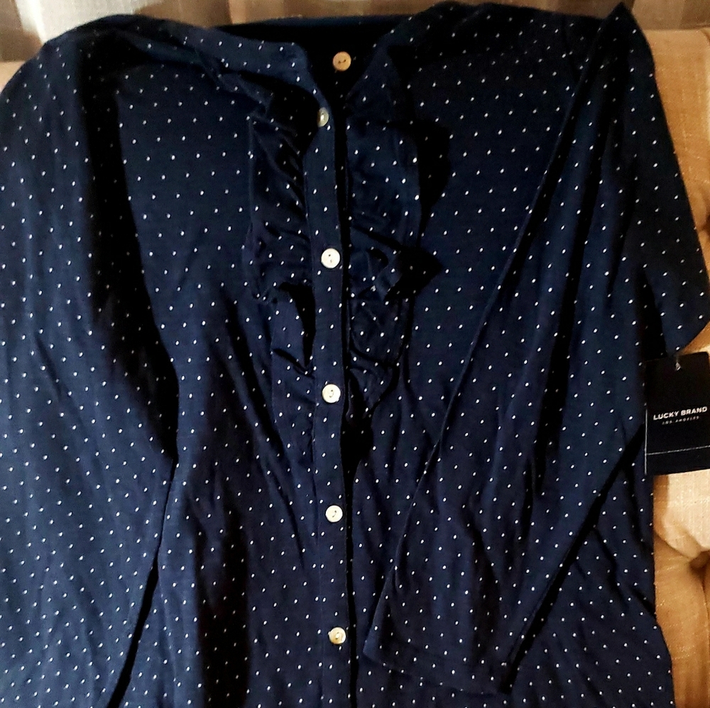 Lucky Brand ruffle front button down shirt